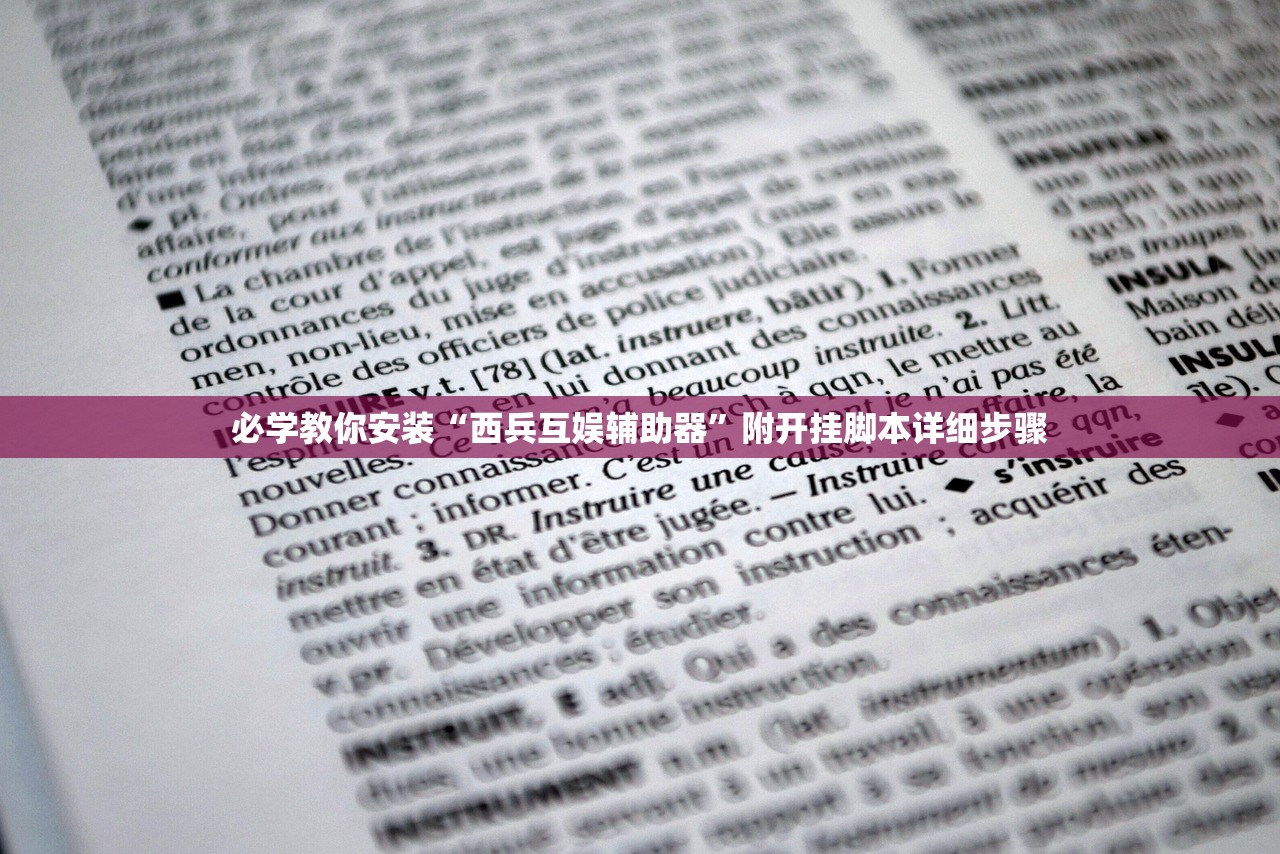 必学教你安装“西兵互娱辅助器”附开挂脚本详细步骤